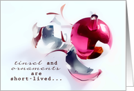 christian christmas card, John 3:16, broken ornament card