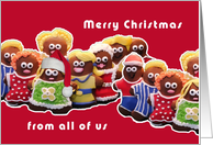 merry christmas from all of us, business christmas card, gingerbread people card