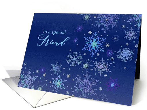 To a special Friend, Christmas Greetings, Snowflakes, Ice... (724440)