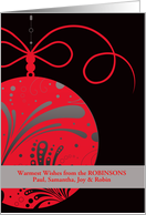 Custom Personalized Christmas Elegant Red Ornament card