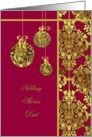 Nollaig Shona Duit, irish merry christmas card, elegant golden ornaments red card