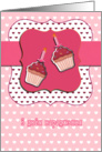 Belarusian happy birthday card, cupcake with candle, pink card