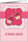 aserbaijan happy birthday card, cupcake with candle, pink card
