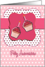 happy birthday in Portuguese, Portuguese birthday card, cupcake with candle, pink card