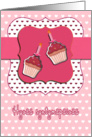 happy birthday in Finnish, finnish birthday card, cupcake with candle, pink card