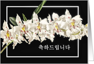 Congratulations in korean, Korean congratulations card, white orchid card