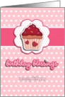 birthday blessings to my niece, cupcake, 3-d-heart effect, pink card