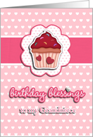birthday blessings to my grandniece, cupcake, 3-d-heart effect, pink card