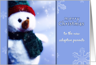 merry christmas to the new adoptive parents, snowman card