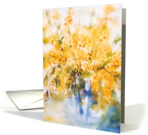 yellow mimosa, watercolor painting card (738067)