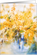 yellow mimosa, watercolor painting card