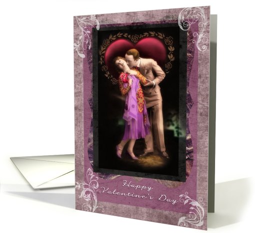 happy valentine's day,vintage couple,romantic card (746185)