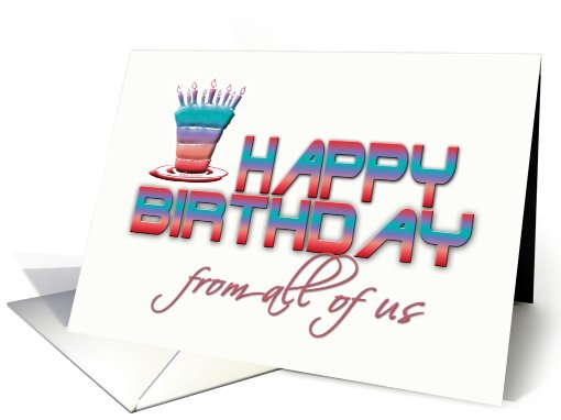 happy birthday from all of us, business card, cake and... (754360)