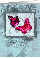 alles Liebe zum Geburtstag, German happy birthday,butterflies and swirls card