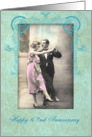 happy 62nd wedding anniversary, vintage dancing couple, pink and turquoise card