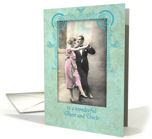 Happy Wedding Anniversary, Aunt and Uncle, Vintage dancing Couple card