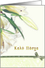 happy easter,Kal psha, greek, white lily card