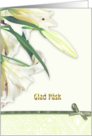 swedish happy easter,glad pask, white lily card