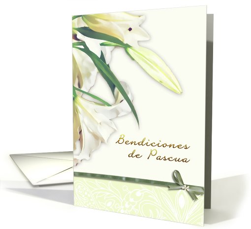 spanish easter blessings, bendiciones de pascua,white lily card