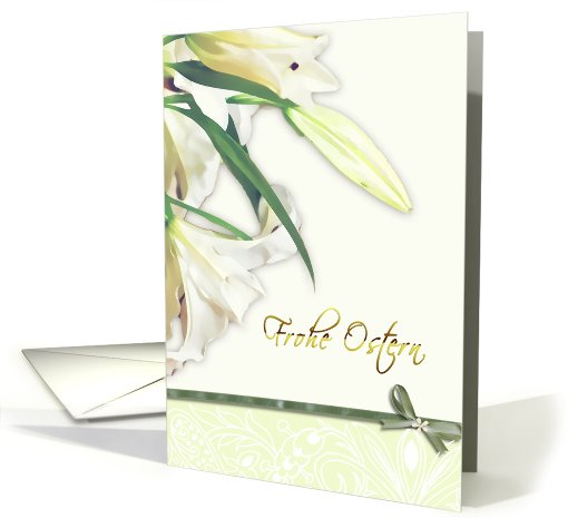 frohe Ostern, German happy easter card,white lily, card (765949)