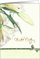 frohe Ostern, German happy easter card,white lily, card