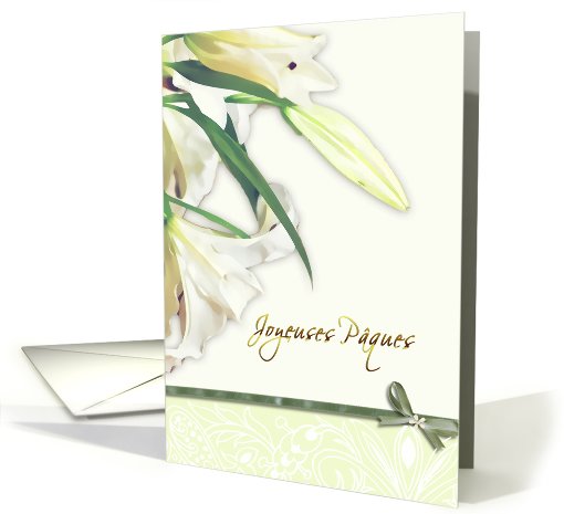 joyeuses pques, french happy easter card,white lily, card (765950)