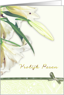 vrolijk pasen, dutch happy easter card,white lily, card