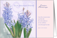 to a precious friend, easter blessings, crocus flower, christian happy easter card, John 11:25 card