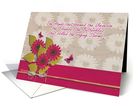 christian encouragement card, red flower, 3-d effect card (778526)