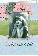 I am sorry in German,es tut mir leid,vintage,flowers card