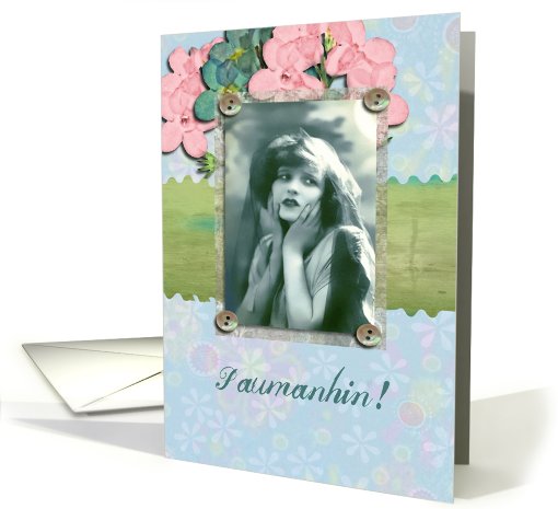 I am sorry in Tagalog,Paumanhin,vintage,flowers card (779401)