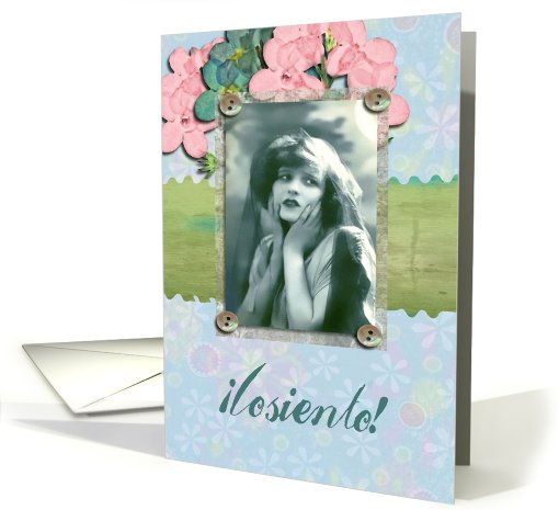 I am sorry in Spanish,lo siento,vintage,flowers card (779403)