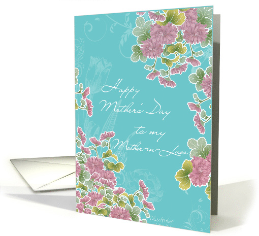 Mother-in-law, Happy Mother's Day card, Pink Chrysanthemum card