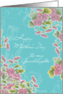 to my Granddaughter, happy mother’s day card, pink chrysanthemum flowers, turqoise card