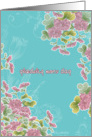 happy mother’s day in Norwegian,Gldelig mors dag,pink chrysanthemum flowers, turqoise card