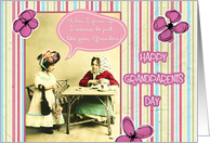 happy grandparents day, to my grandma, vintage, flower & stripes card