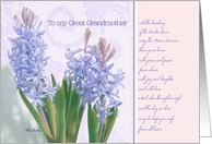 to my great grandmother, happy easter, christian easter card, blue hyacinth card