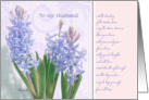 to my husband,happy easter, christian easter card, blue hyacinth card