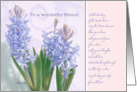 to a wonderful friend,happy easter, christian easter card, blue hyacinth card