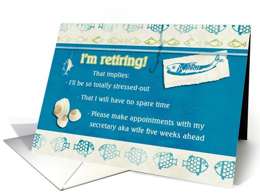 invitation, retirement party, fish, shells, humor card (794875)