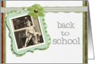 back to school, vintage girl, green, 3d-ribbon and flower effect card