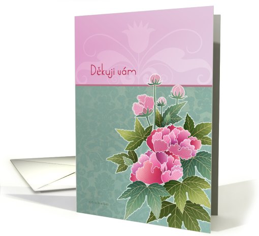 Děkuji vm, thank you very much in Czech, peonies card (810855)