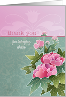 Thank you for bringing Cheer, Caregiver, Peonies card