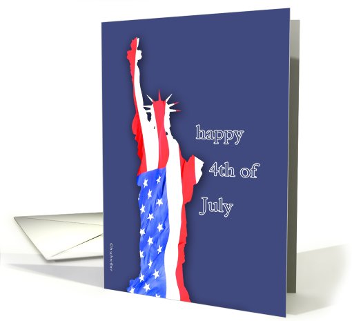 happy fourth of July, red white and blue, statue of liberty card