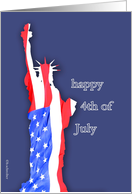 happy fourth of July, red white and blue, statue of liberty card