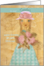 to my teacher, some flowers for your birthday, folkart girl with roses card