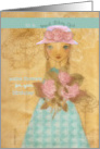 to special birthday girl, some flowers for your birthday, folkart girl with roses card