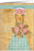 to my foster daughter, some flowers for your birthday, folkart girl with roses card