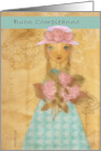 buon compleanno, happy birthday in Italian, folkart girl with roses card