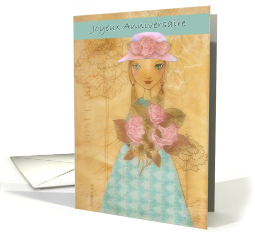 joyeux anniversaire, happy birthday in French, folkart... (813631)
